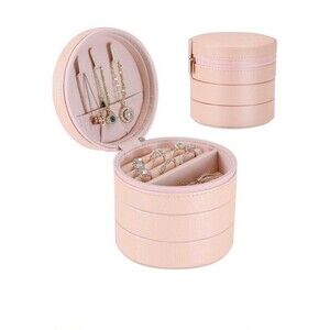 New with tags Jewelry Box Pink Faux Leather with separable travel compartment